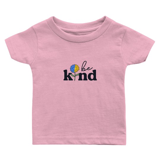Be Kind Yellow Blue Sunflower World Down Syndrome Baby T Shirts