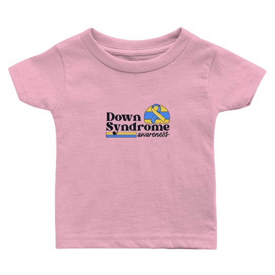 Down Syndrome Awareness Retro Sunset Yellow Blue Baby T Shirts