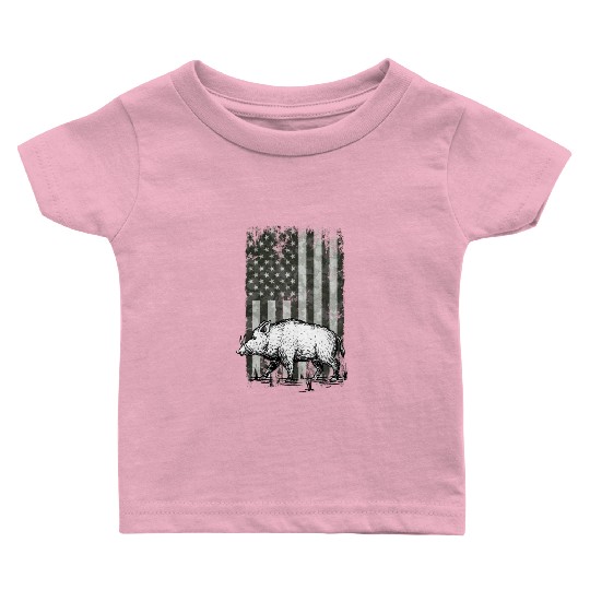Patriotic Wild Boar Hunting Season For Hog Baby T Shirts