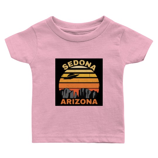 Sedona Arizonna Retro Sunset and UFO Baby T Shirts