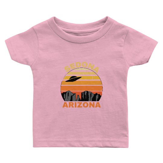 Sedona Arizonna Retro Sunset and UFO Baby T Shirts