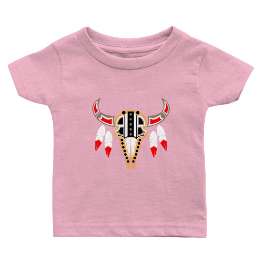 Native American Buffalo Skull for Tribal Art Lover Baby T Shirts