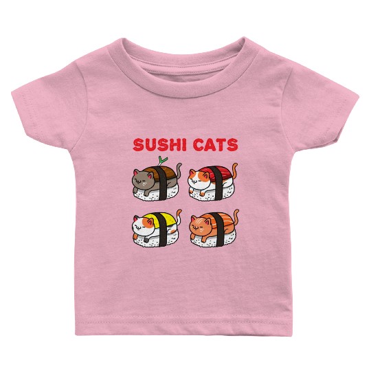 Kawaii Sushi Cats For Sushi Lover Baby T Shirts