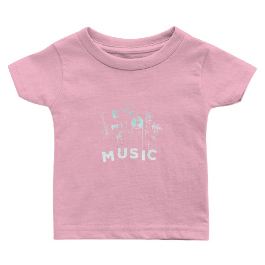 Musical Notes Vinyl Guitar Music Lover Baby T Shirts