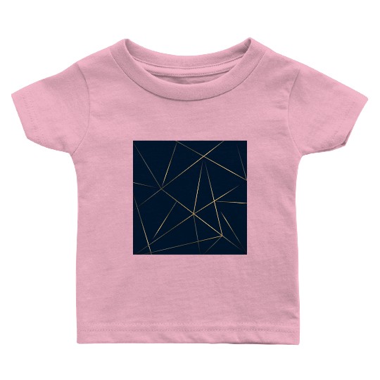 Luxury Gold Navy Blue Geometric Polygon Baby T Shirts