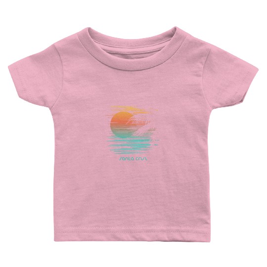Artistic Santa Cruz California Palm Tree Vacation Baby T Shirts