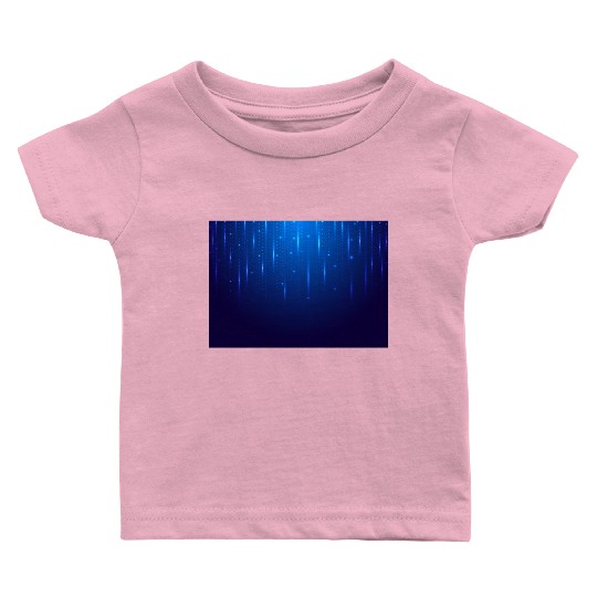 Navy Blue Glowing Neon Dots Baby T Shirts