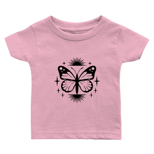 Tribal ornament with butterfly, feminine Baby T Shirts