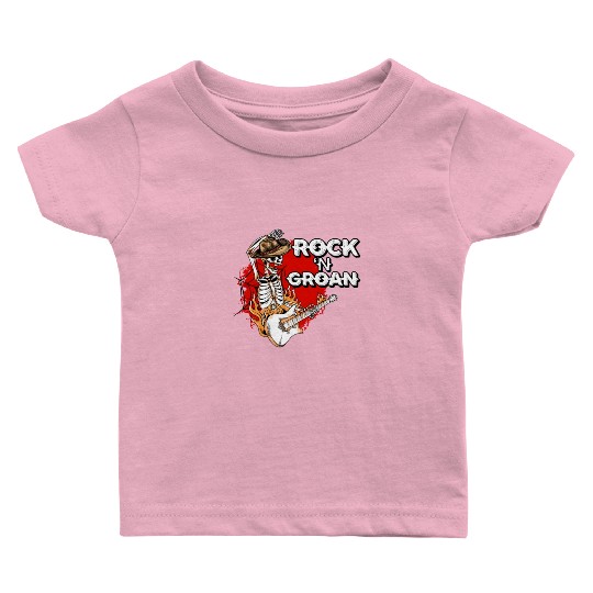 Halloween Cowboy Skeleton Rocker Hand Rock Baby T Shirts