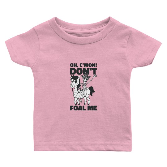 Halloween Cowboy Skeleton Foal Horse Riding Baby T Shirts