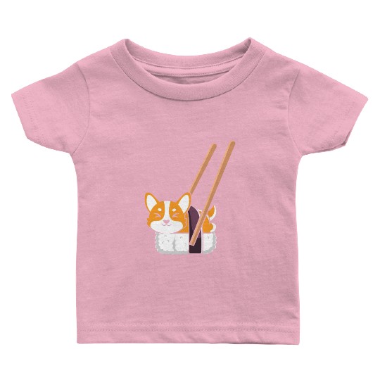 Kawaii Sushi Corgi Roll Lover Baby T Shirts