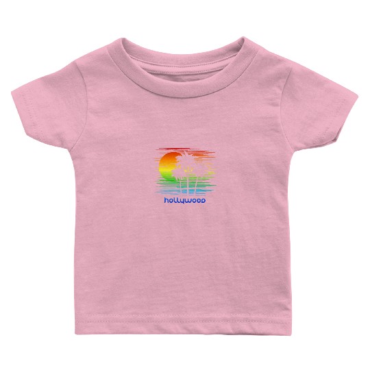 Hollywood California LGBTQ Rainbow Flag Pride Baby T Shirts