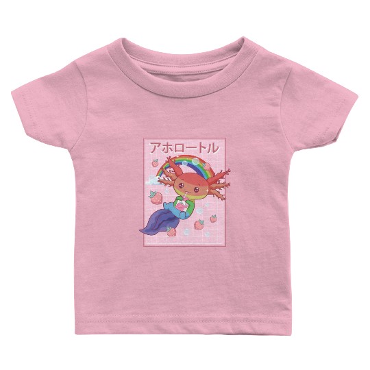 Kawaii Axolotl Strawberry Milk Gay Pride Baby T Shirts