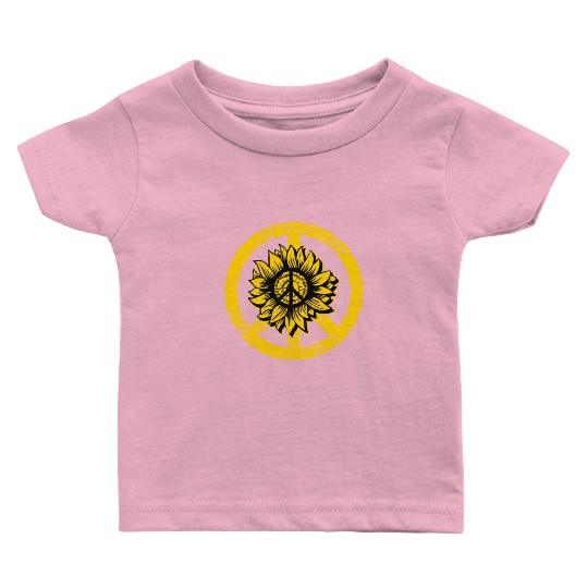 Sunflower Peace Sign Hippie LGBT Baby T Shirts