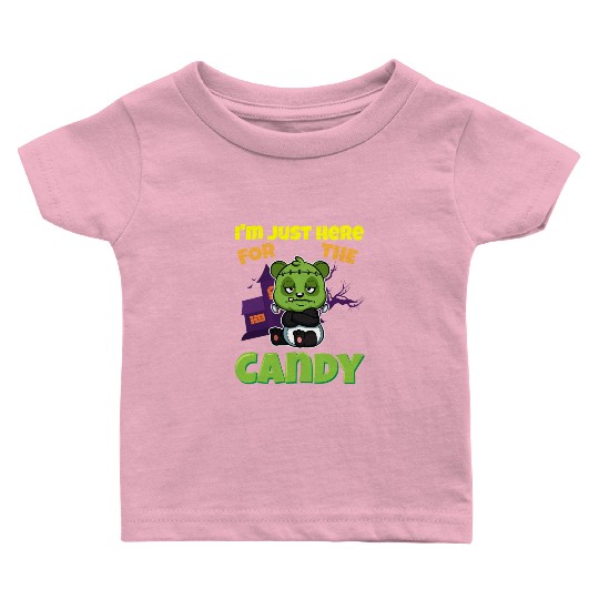 I'm Just Here For The Candy Scary Halloween Beast Baby T Shirts