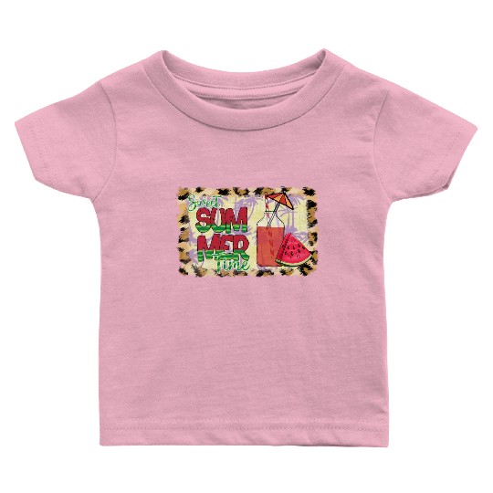 A220425 12 Sweet Summer Time Watermelon Leopard Baby T Shirts