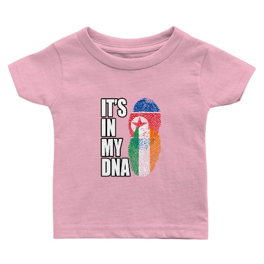 North Korean And Irish Mix Heritage DNA Flag Baby T Shirts