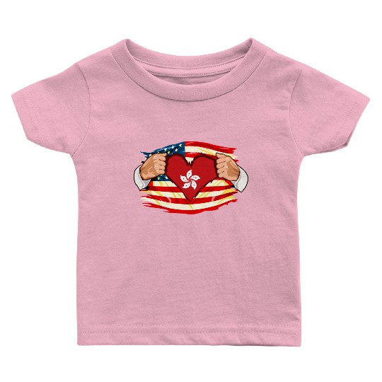 Hong Kongese Who Live in America HongKong Flag Baby T Shirts