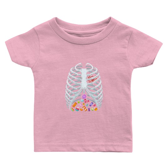 Funny Candy Skeleton Rib Cage Halloween Costume Baby T Shirts