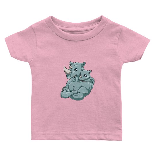 Strong Rhino with Rhino Kid for a Rhinoceros Baby T Shirts