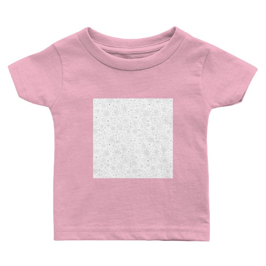 Modern Snowflakes Pattern White Silver Baby T Shirts
