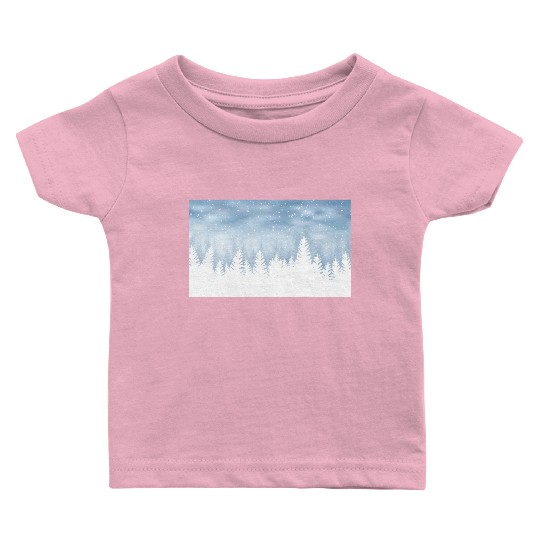 Christmas Winter Wonderland Snow Night Baby T Shirts
