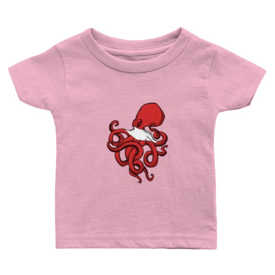 Scuba Diver Red White Flag Octopus Scuba Diving Baby T Shirts