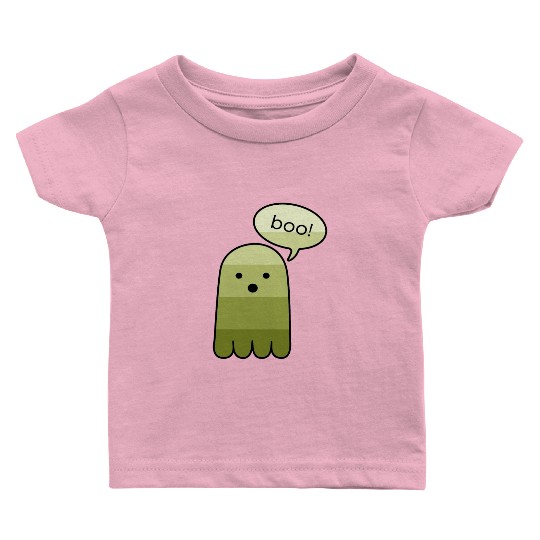 Olive Green Boo Ghost Halloween Baby T Shirts