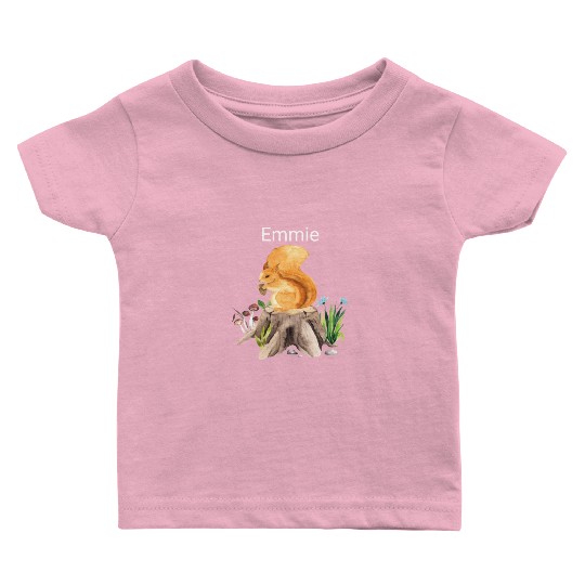 Forest animal squirrel with name Emmie Baby T Shirts