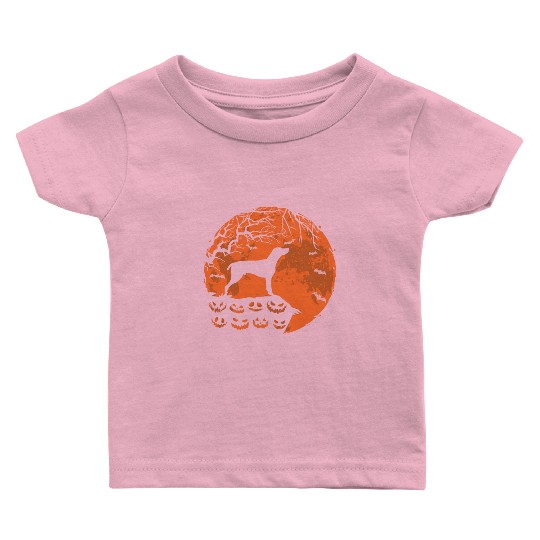 German Shorthaired Pointer And Moon Halloween Baby T Shirts