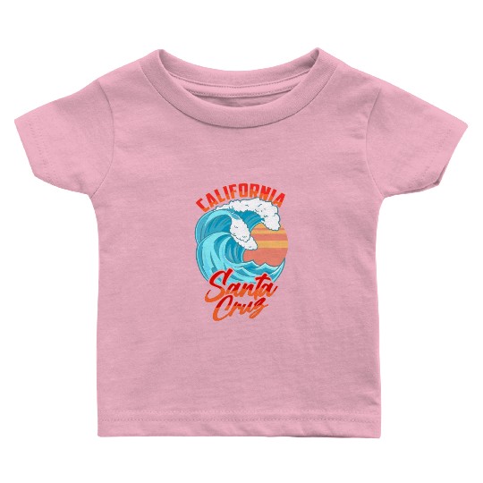 Santa Cruz California Waves Surf Beach Baby T Shirts