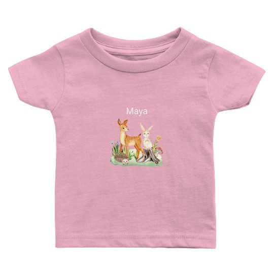 Animal deer rabbit hedgehog Maya Baby T Shirts