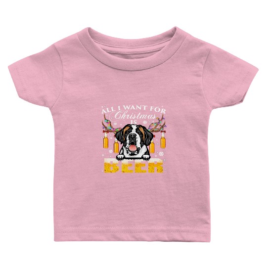 Halloween Saint Bernard Reindeer Beer Christmas Baby T Shirts