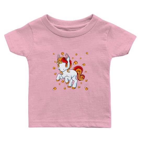 Halloween Unicorn Pony Candy Corn Halloween Baby T Shirts