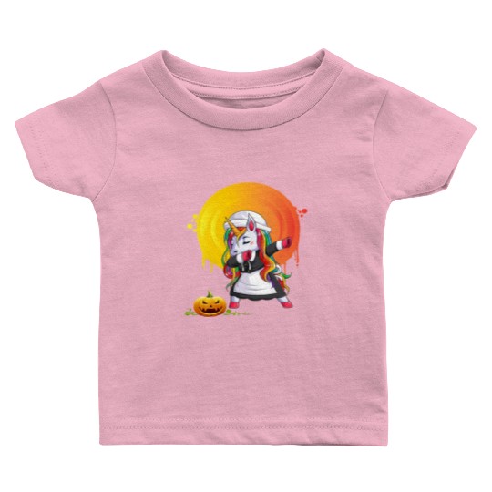 Halloween Unicorn Pony Magical Fantasy Dabbing Baby T Shirts