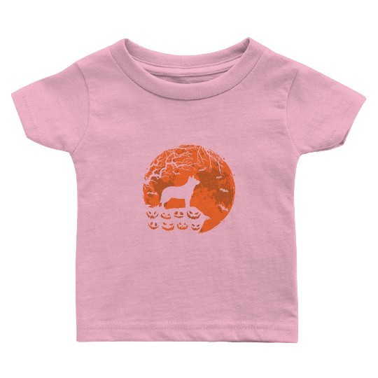 Australian Cattle And Moon Halloween Dog Lover Baby T Shirts