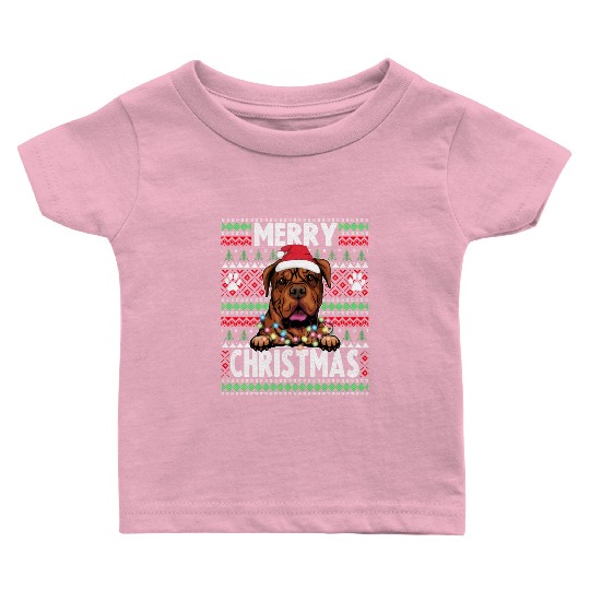 Bordeaux Great Dane Christmas Lights Dog Lovers Xm Baby T Shirts