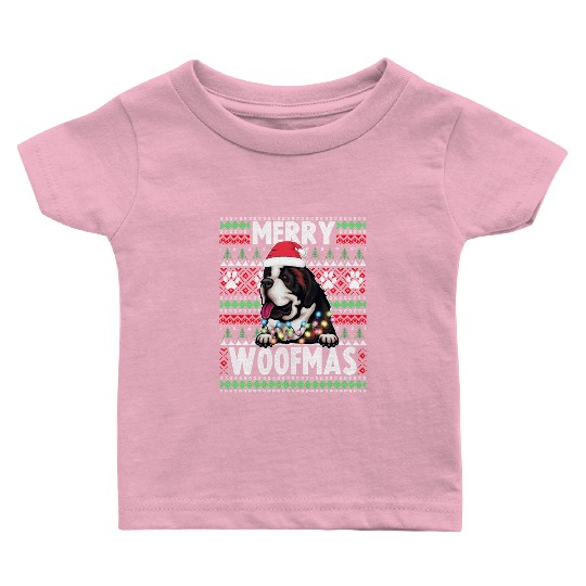 Saint Bernard Christmas Lights Pet Lovers Xmas Paj Baby T Shirts