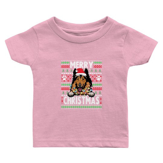 Collie Christmas Lights Dog Lovers Xmas Pajama Baby T Shirts