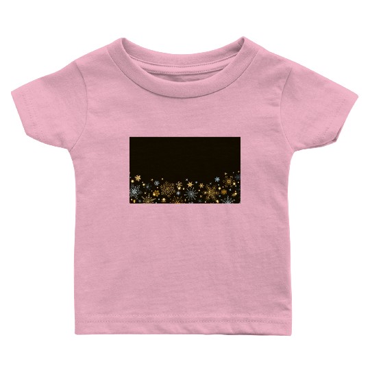 Elegant Snowflakes Black Gold Silver Baby T Shirts