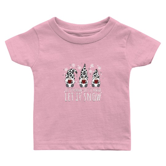 LET IT SNOW Winter Gnome Leopard Buffalo Plaid Baby T Shirts
