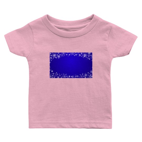 Modern Navy Blue Snowflakes Pattern Baby T Shirts