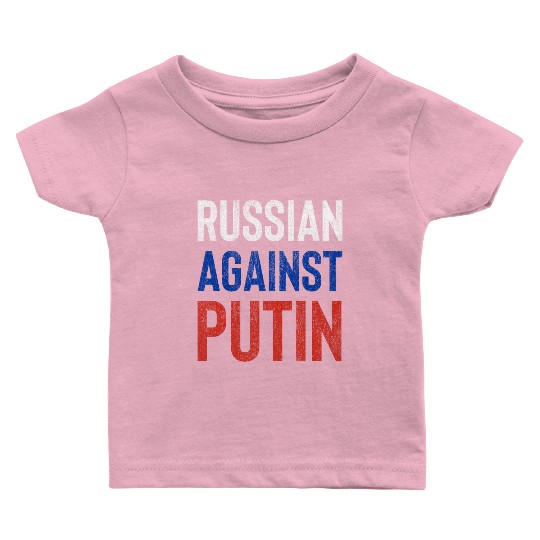 Russian against Putin russia flag grunge Baby T Shirts