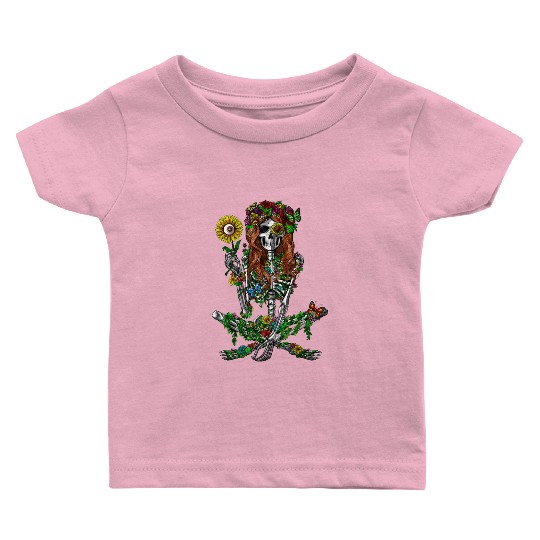 Skeleton Hippie Psychedelic Sunflower Nature Flora Baby T Shirts
