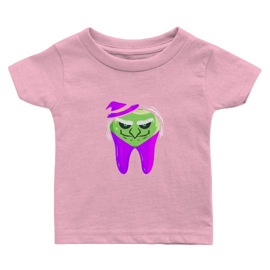 Evil Green Witch Tooth For Dentist On Halloween Baby T Shirts
