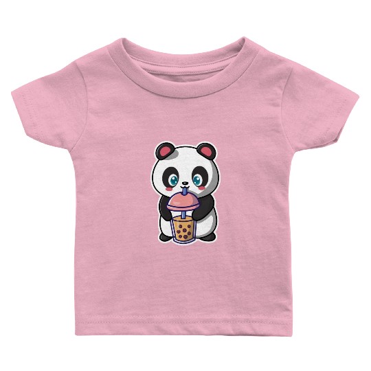 Panda Bear Boba Milk Tea Funny Bubble Tea Lovers Baby T Shirts
