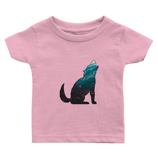 The Wilderness calls Wolf Forest Mountains Nature Baby T Shirts