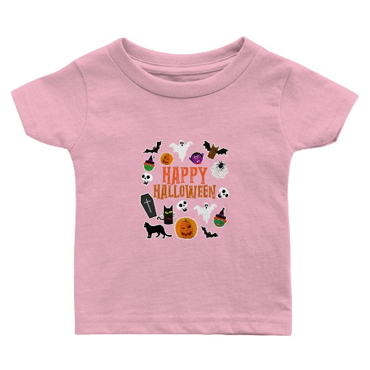 Pumpkin Lantern Skull Ghost Happy Halloween Baby T Shirts