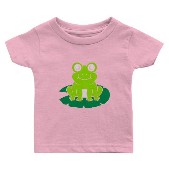 Cute frog sitting water lily Baby T Shirts