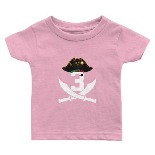 Number 3 Pirate Boys 3 Year Old Fun 3rd Birthday Baby T Shirts